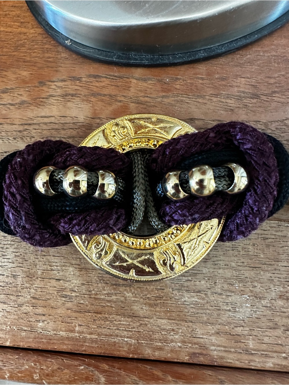 Gold Medallion and Deep Purple Braided Belt